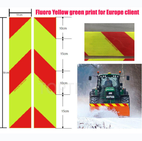 diamond grade fluorescent yellow green lime green reflective sheeting print for Europe, similar to 3M or Oralite V98 Chevron