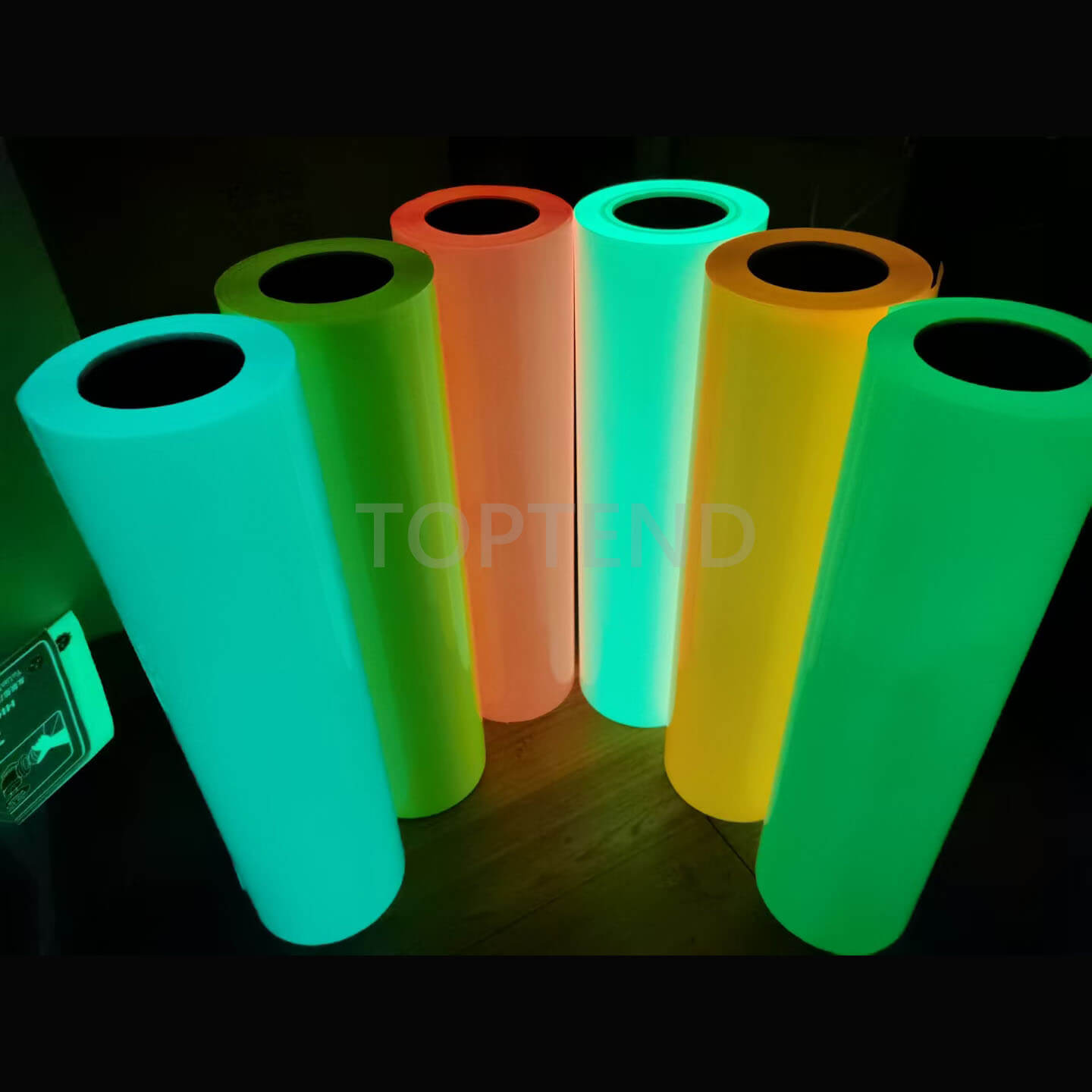 colorful luminous film vinyl photoluminescent glow in the dark tape(blue, red, orange color)