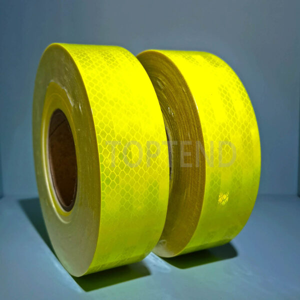 diamond grade fluorescent yellow green, fluoro lime green reflective tape China best as cheap alternative to 3M 983-23